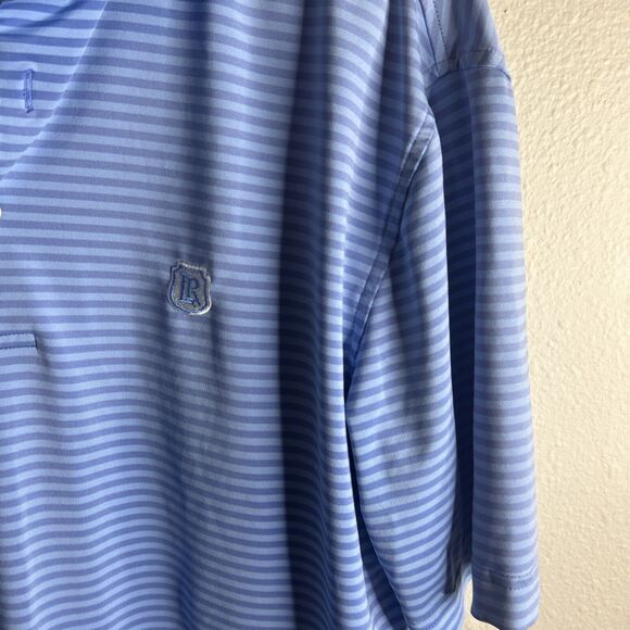 Peter Millar Summer Comfort Men's Medium Blue Striped Short Sleeve LR Logo - Picture 5 of 12